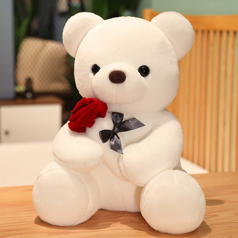 Teddy Bear Holding Rose – Soft Plush Gift for Anniversaries & Special Occasions