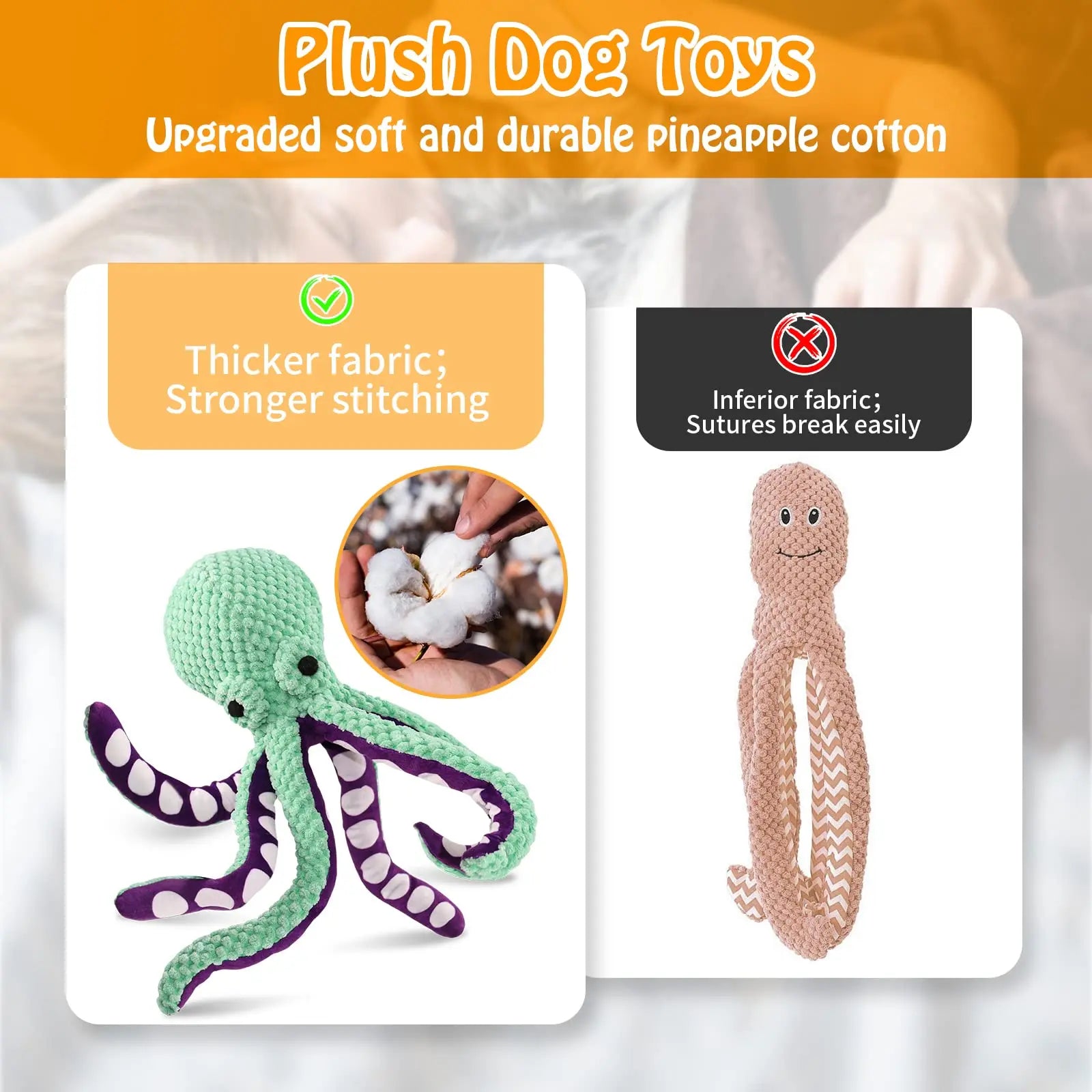 Interactive Squeaky Plush Octopus