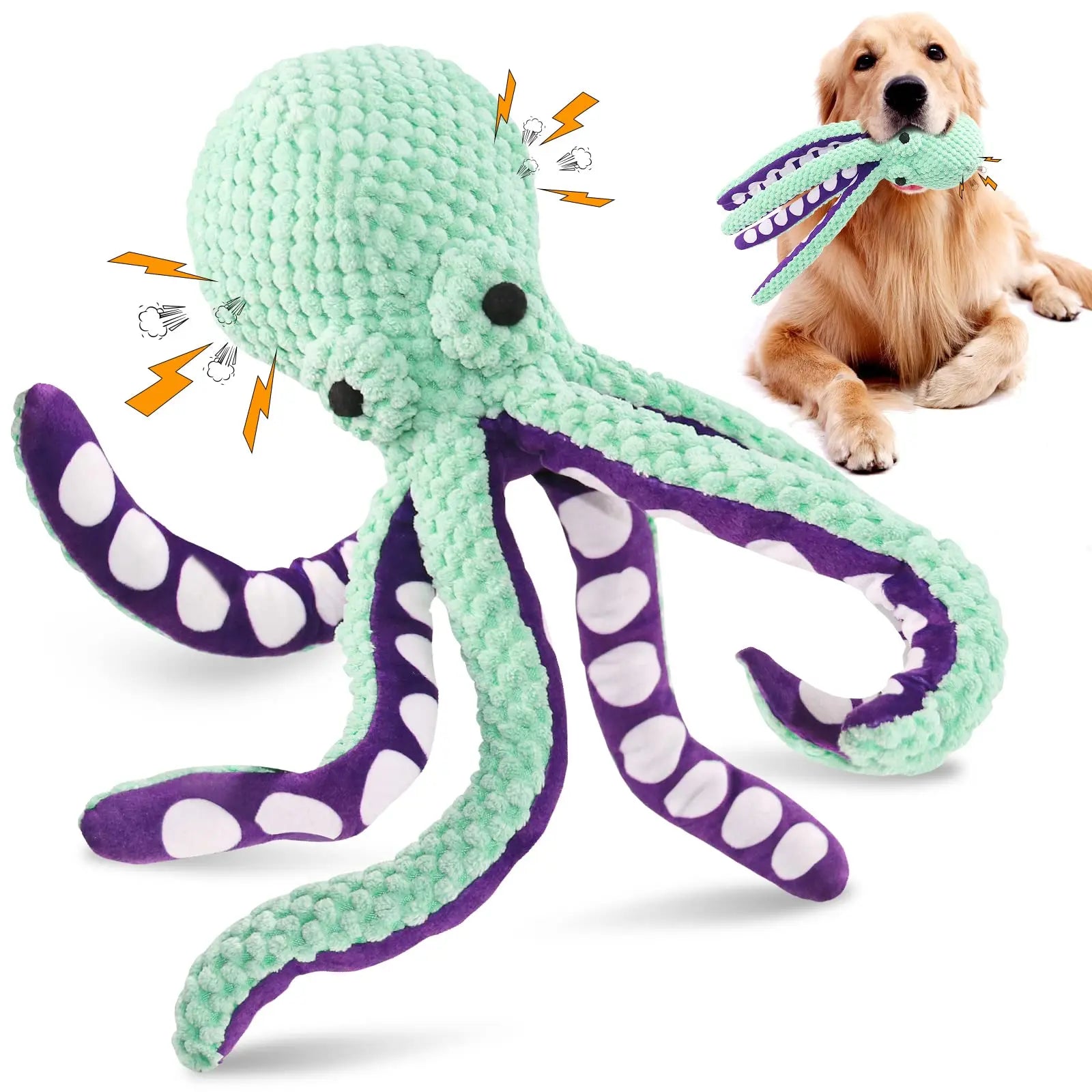 Interactive Squeaky Plush Octopus