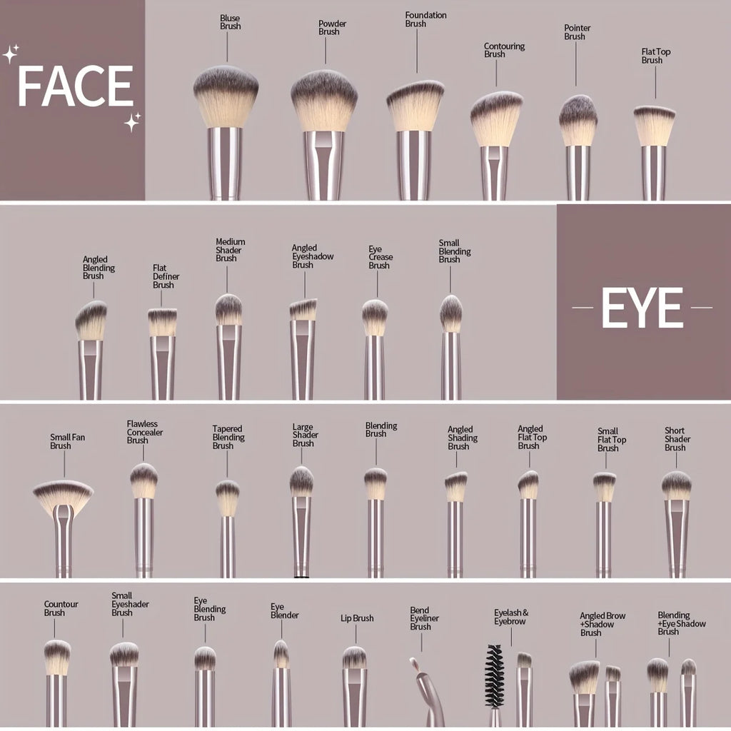 30-Piece Professional Makeup Brush Set with Bag
