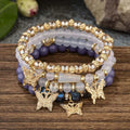 Boho Butterfly Bracelet Set – Stackable Crystal Beaded Jewelry