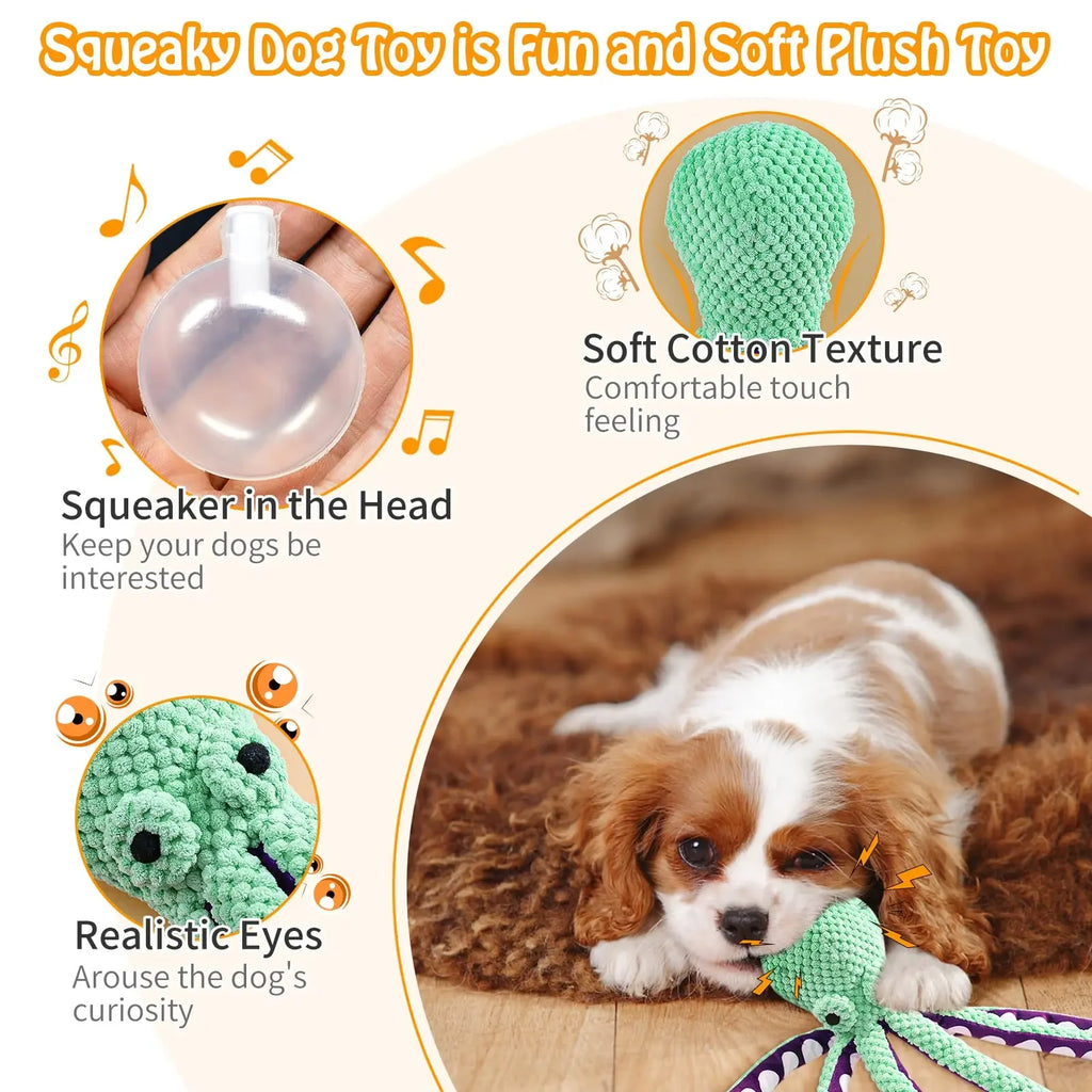 Interactive Squeaky Plush Octopus