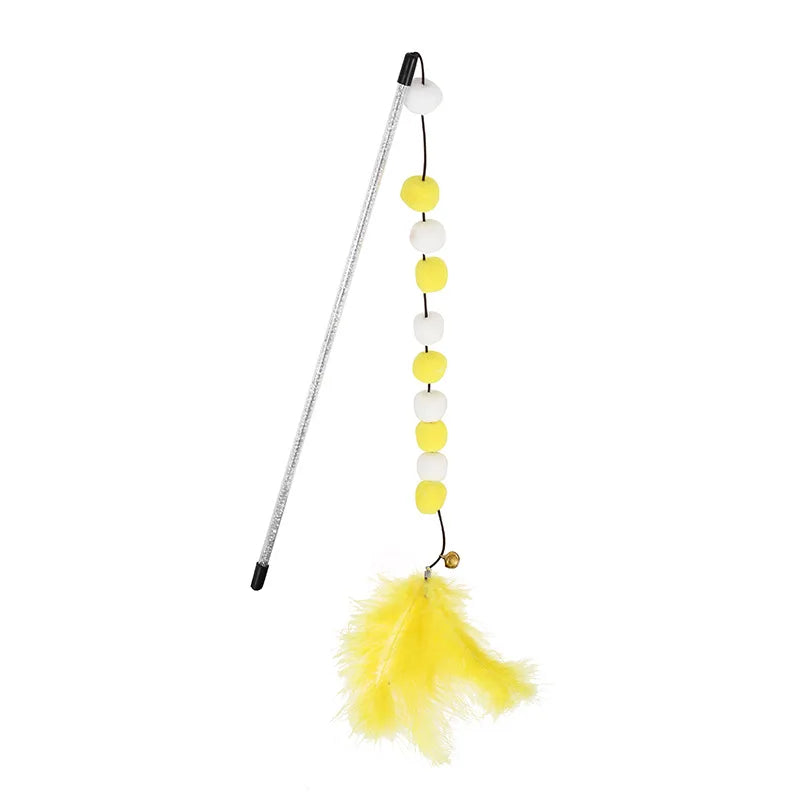 Interactive Cat Teaser Wand with Bell & Feathers