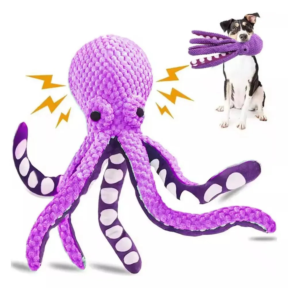 Interactive Squeaky Plush Octopus