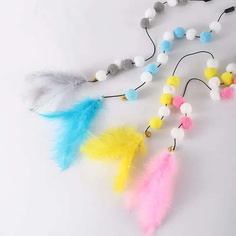 Interactive Cat Teaser Wand with Bell & Feathers