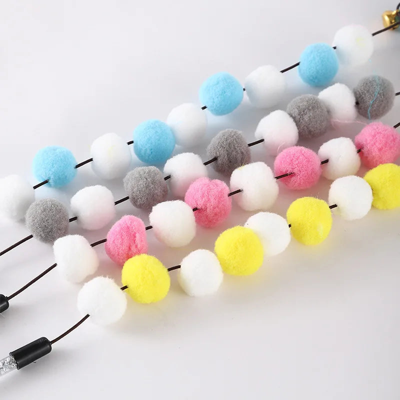 Interactive Cat Teaser Wand with Bell & Feathers