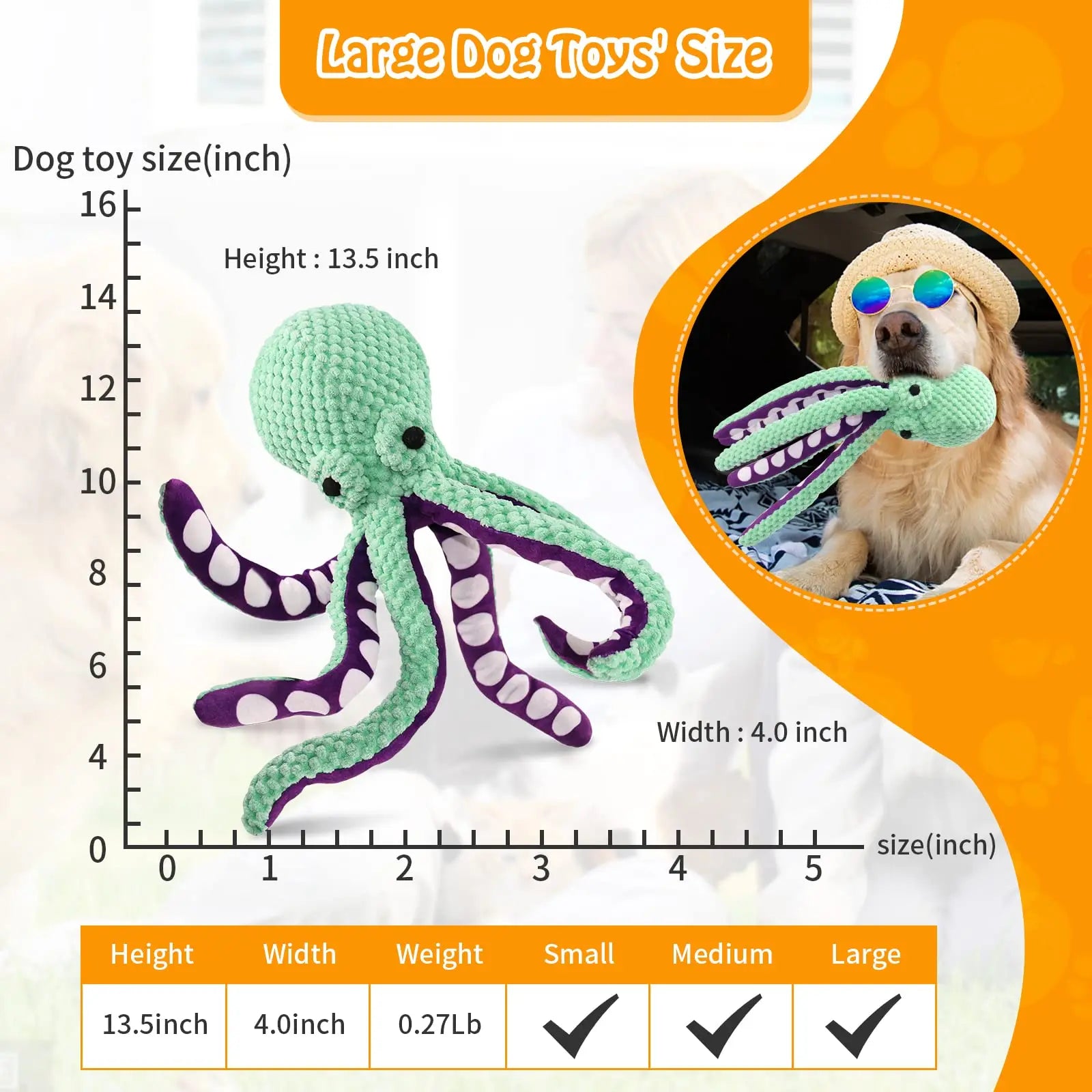 Interactive Squeaky Plush Octopus