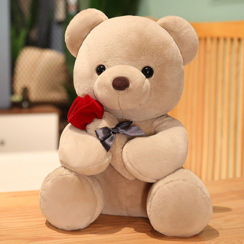 Teddy Bear Holding Rose – Soft Plush Gift for Anniversaries & Special Occasions