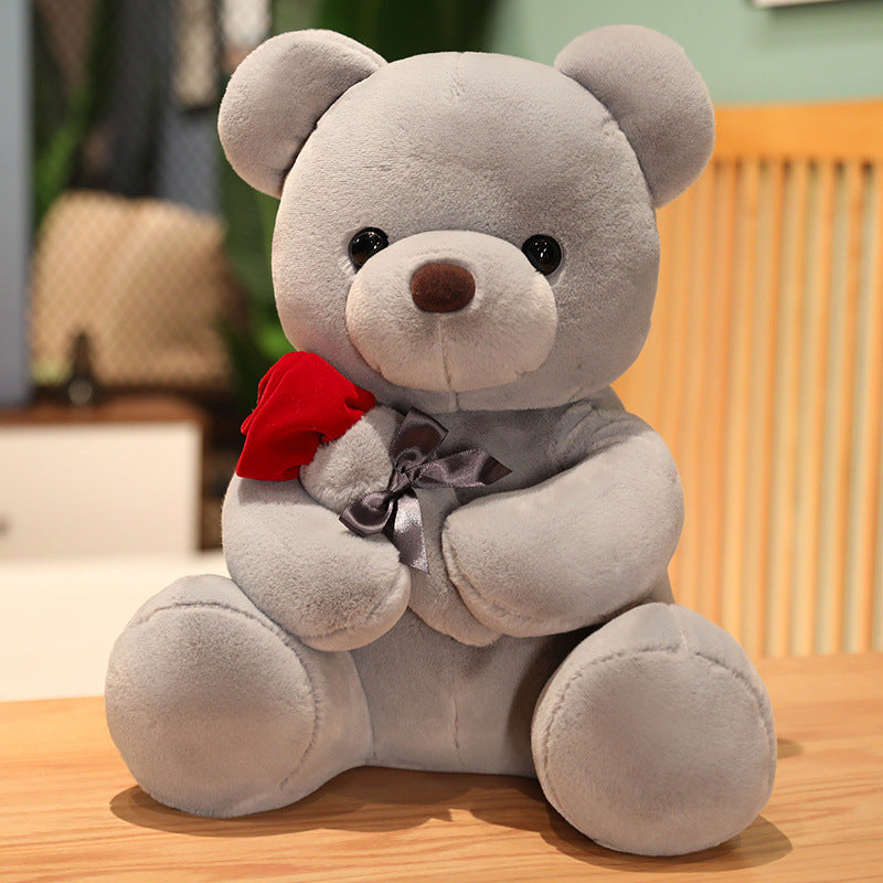 Teddy Bear Holding Rose – Soft Plush Gift for Anniversaries & Special Occasions