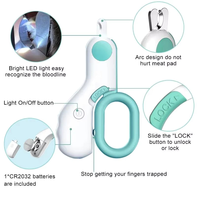 LED Cat Nail Clippers – Safe & Precise Trimmer with Built-In Light